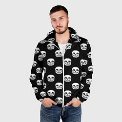 Ветровка с капюшоном мужская UNDERTALE SANS SKULL FACE PATTERN УЗОР, цвет: 3D-белый — фото 2