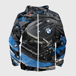 Ветровка с капюшоном мужская BMW Engine Twin Power Turbo, цвет: 3D-белый