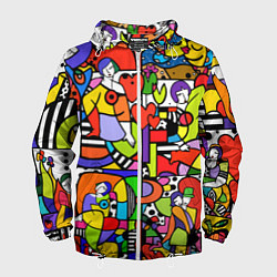 Ветровка с капюшоном мужская Romero Britto - love collage, цвет: 3D-белый