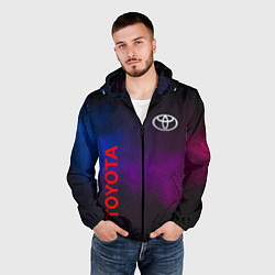 Ветровка с капюшоном мужская Toyota - неоновый дым, цвет: 3D-черный — фото 2