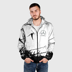 Ветровка с капюшоном мужская Mercedes текстура, цвет: 3D-черный — фото 2