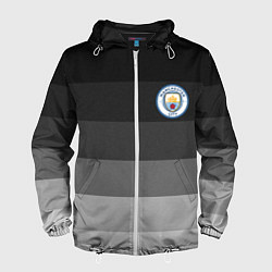 Ветровка с капюшоном мужская Манчестер Сити, Manchester City, Серый градиент, цвет: 3D-белый