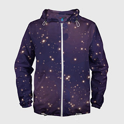 Ветровка с капюшоном мужская Звездное ночное небо Галактика Космос, цвет: 3D-белый