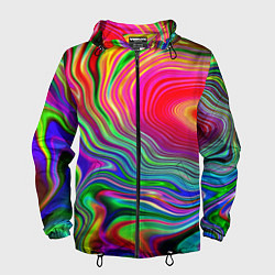 Ветровка с капюшоном мужская Expressive pattern Neon, цвет: 3D-черный