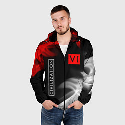 Ветровка с капюшоном мужская ЦИВИЛИЗАЦИЯ 6 Огонь, цвет: 3D-черный — фото 2