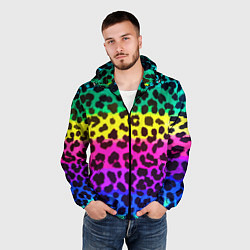 Ветровка с капюшоном мужская Leopard Pattern Neon, цвет: 3D-черный — фото 2