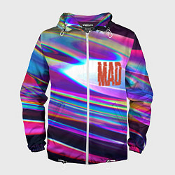 Ветровка с капюшоном мужская Neon pattern Mad, цвет: 3D-белый