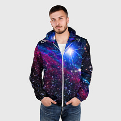 Ветровка с капюшоном мужская Открытый космос Star Neon, цвет: 3D-белый — фото 2