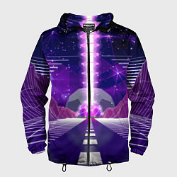 Ветровка с капюшоном мужская Vaporwave Neon Space, цвет: 3D-черный