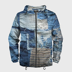Ветровка с капюшоном мужская Пэчворк Рваная ткань Hype, цвет: 3D-черный