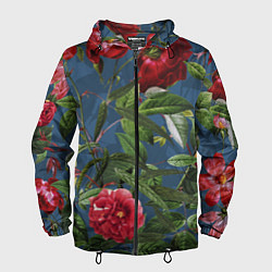 Ветровка с капюшоном мужская Цветы Розы В Саду, цвет: 3D-черный
