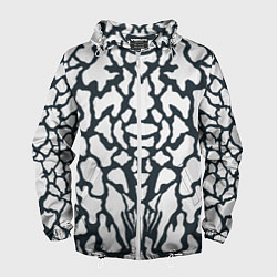 Ветровка с капюшоном мужская Animal Black and White Pattern, цвет: 3D-белый