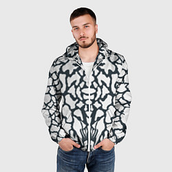 Ветровка с капюшоном мужская Animal Black and White Pattern, цвет: 3D-белый — фото 2