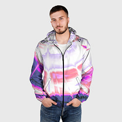 Ветровка с капюшоном мужская Тай-дай Абстракция Tie-Dye, цвет: 3D-черный — фото 2