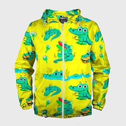 Ветровка с капюшоном мужская GREEN CROCODILES, цвет: 3D-белый