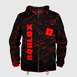 Ветровка с капюшоном мужская ROBLOX красный логотип, цвет: 3D-черный