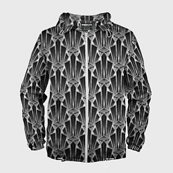 Ветровка с капюшоном мужская Черно-белый модный геометрический узор арт деко, цвет: 3D-белый