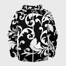 Ветровка с капюшоном мужская Minimalist floral pattern, цвет: 3D-белый