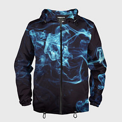 Ветровка с капюшоном мужская Неоновые пары дыма - Синий, цвет: 3D-черный