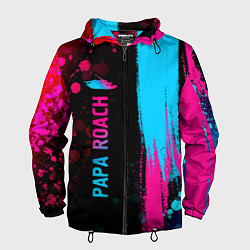 Ветровка с капюшоном мужская Papa Roach Neon Gradient, цвет: 3D-черный