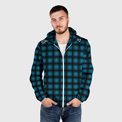 Ветровка с капюшоном мужская Black and blue plaid, цвет: 3D-белый — фото 2