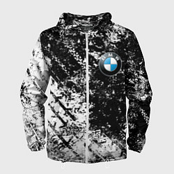 Ветровка с капюшоном мужская BMW : Испачканная ЧБ, цвет: 3D-белый
