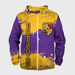 Ветровка с капюшоном мужская PORSCHE- LAKERS COLORS, цвет: 3D-белый