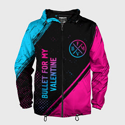 Ветровка с капюшоном мужская Bullet For My Valentine - neon gradient: символ и, цвет: 3D-черный