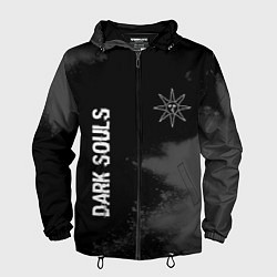 Ветровка с капюшоном мужская Dark Souls glitch на темном фоне: символ и надпись, цвет: 3D-черный
