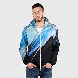 Ветровка с капюшоном мужская Тёмно-синий мрамор, цвет: 3D-белый — фото 2