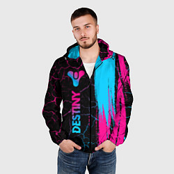 Ветровка с капюшоном мужская Destiny - neon gradient: по-вертикали, цвет: 3D-черный — фото 2