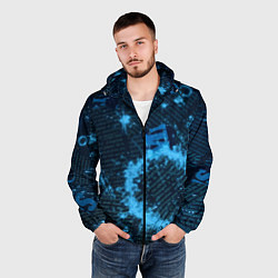 Ветровка с капюшоном мужская Капли на газете, цвет: 3D-черный — фото 2