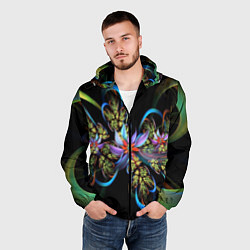 Ветровка с капюшоном мужская Необычный абстрактный узор, цвет: 3D-черный — фото 2