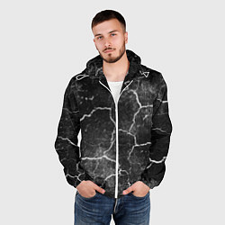 Ветровка с капюшоном мужская Трещины инверсия, цвет: 3D-белый — фото 2