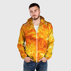 Ветровка с капюшоном мужская Бушующий огонь, цвет: 3D-белый — фото 2