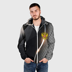 Ветровка с капюшоном мужская Герб РФ киберпанк, цвет: 3D-белый — фото 2