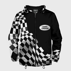 Ветровка с капюшоном мужская Land Rover racing flag, цвет: 3D-черный