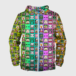 Ветровка с капюшоном мужская Minecraft characters neon, цвет: 3D-белый