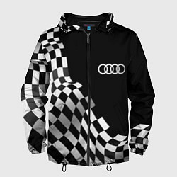 Ветровка с капюшоном мужская Audi racing flag, цвет: 3D-черный