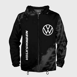 Ветровка с капюшоном мужская Volkswagen speed на темном фоне со следами шин: на, цвет: 3D-черный