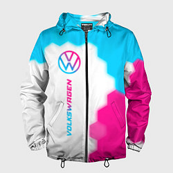 Ветровка с капюшоном мужская Volkswagen neon gradient style: по-вертикали, цвет: 3D-черный