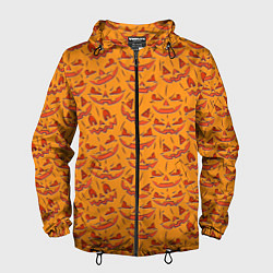 Ветровка с капюшоном мужская Halloween Pumpkin Pattern, цвет: 3D-черный