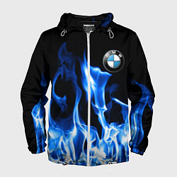 Ветровка с капюшоном мужская BMW fire, цвет: 3D-белый