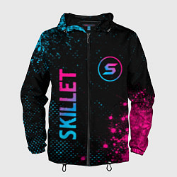 Ветровка с капюшоном мужская Skillet - neon gradient: надпись, символ, цвет: 3D-черный