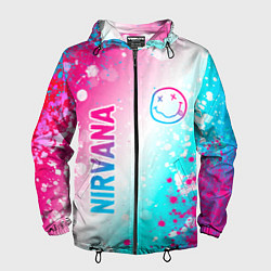 Мужская ветровка Nirvana neon gradient style: надпись, символ