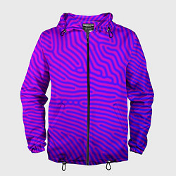 Ветровка с капюшоном мужская Фиолетовые линии, цвет: 3D-черный