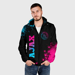 Ветровка с капюшоном мужская Ajax - neon gradient: надпись, символ, цвет: 3D-черный — фото 2