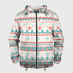 Ветровка с капюшоном мужская Новогодний свитер, но без оленей, цвет: 3D-черный