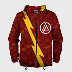 Ветровка с капюшоном мужская Linkin Park гитары и молния, цвет: 3D-черный