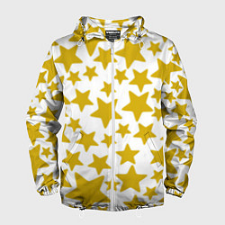 Ветровка с капюшоном мужская Жёлтые звезды, цвет: 3D-белый